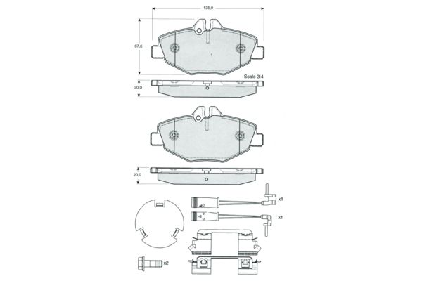 PROCODIS FRANCE Piduriklotsi komplekt,ketaspidur PF1429